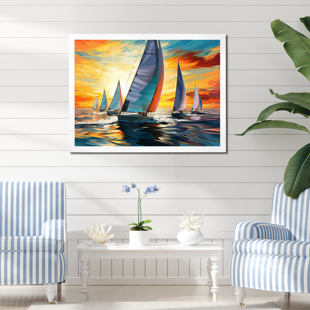 Sailboat Bold Regatta - Boat Sailing Canvas Wall Art