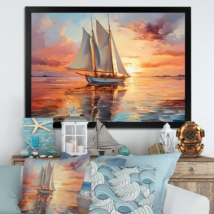 Sailboat Coastal Dreams I - Boat Sailing Canvas Wall Art