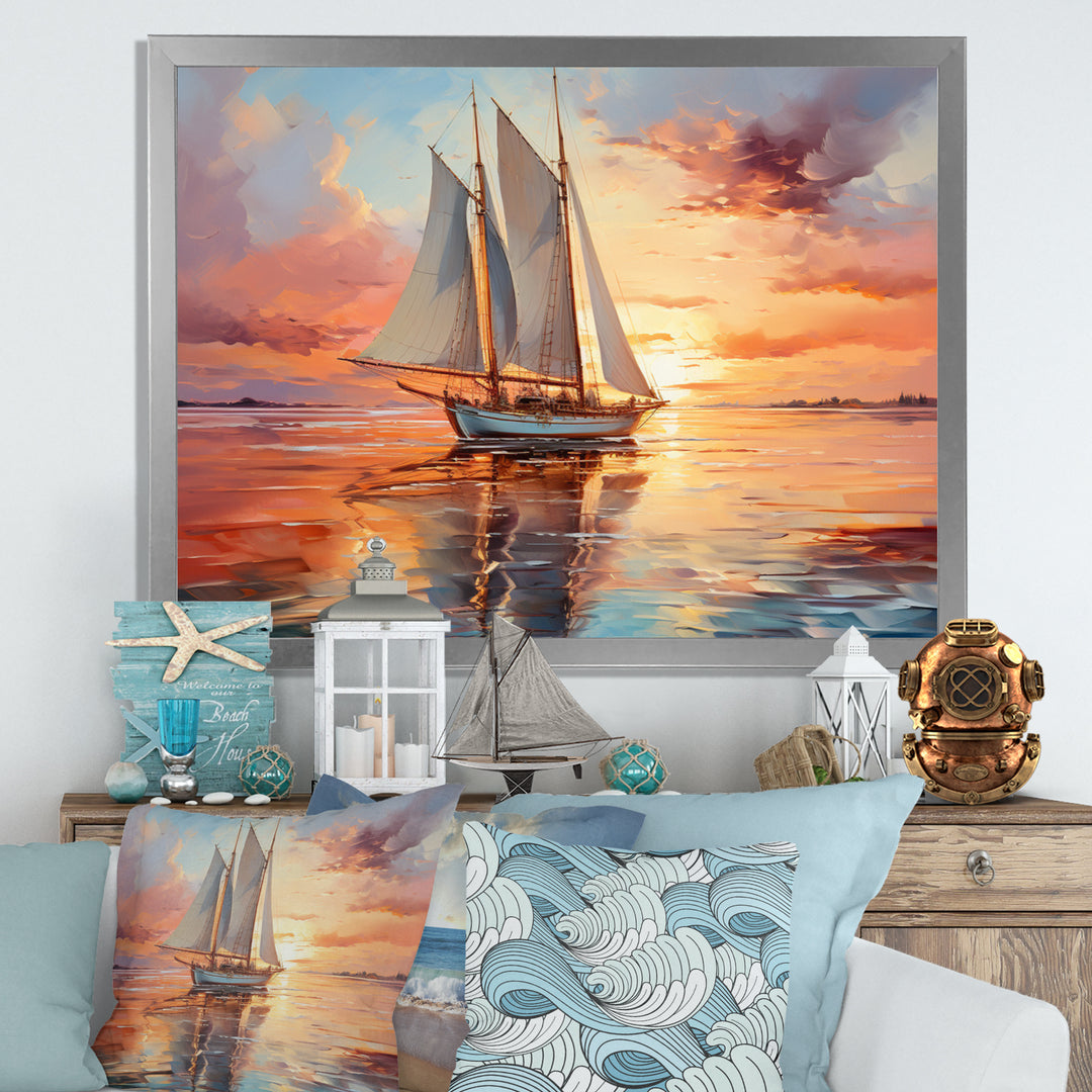 Sailboat Coastal Dreams I - Boat Sailing Canvas Wall Art