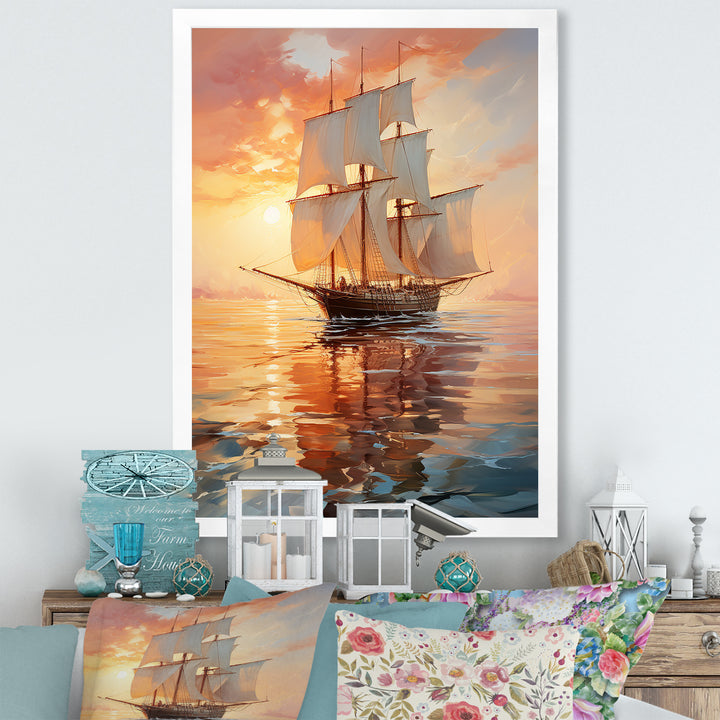 Sailboat Ethereal Waters I - Boat Sailing Canvas Wall Art
