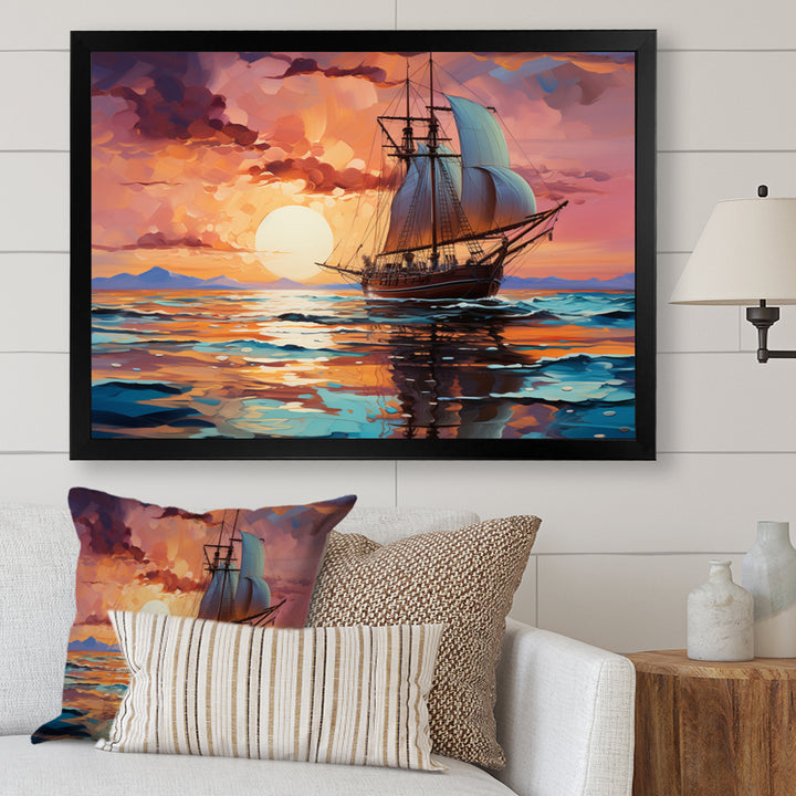 Sailboat Fluid Horizons I - Boat Sailing Canvas Wall Art