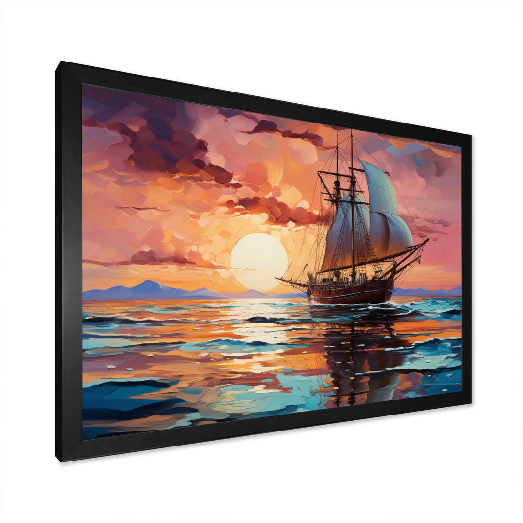 Sailboat Fluid Horizons I - Boat Sailing Canvas Wall Art