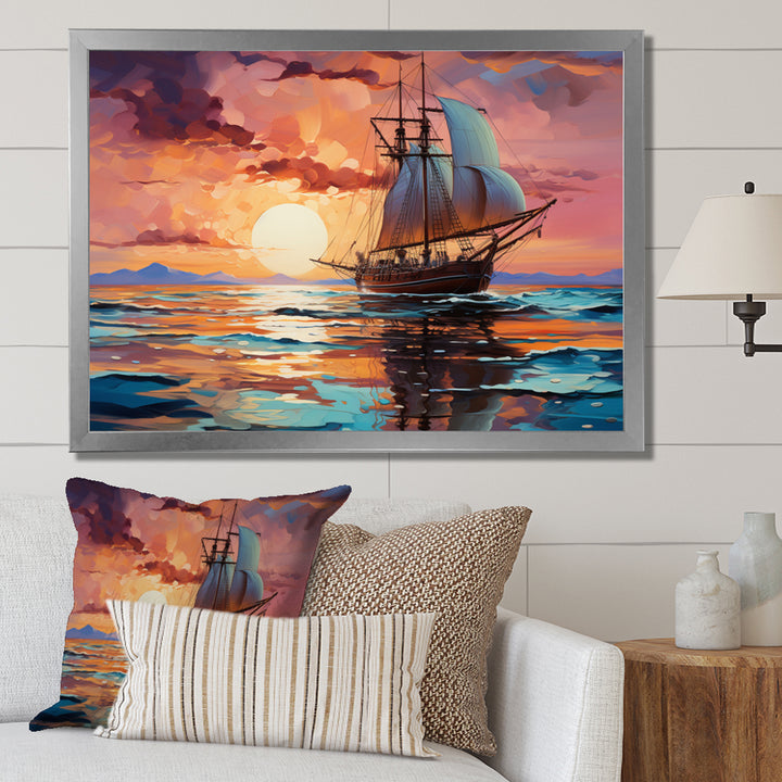 Sailboat Fluid Horizons I - Boat Sailing Canvas Wall Art