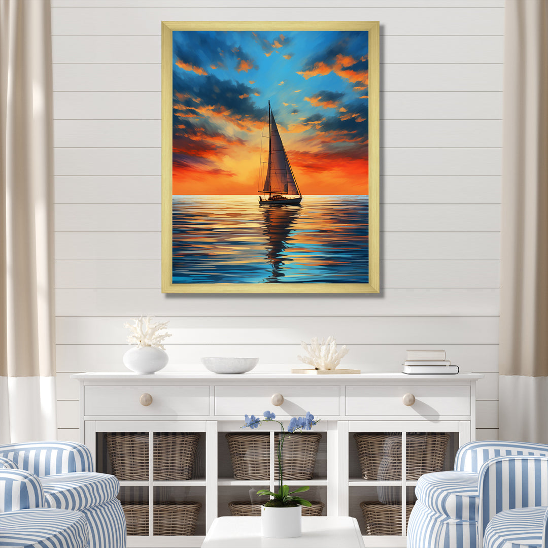Sailboat Luminous Horizons I - Boat Sailing Canvas Wall Art