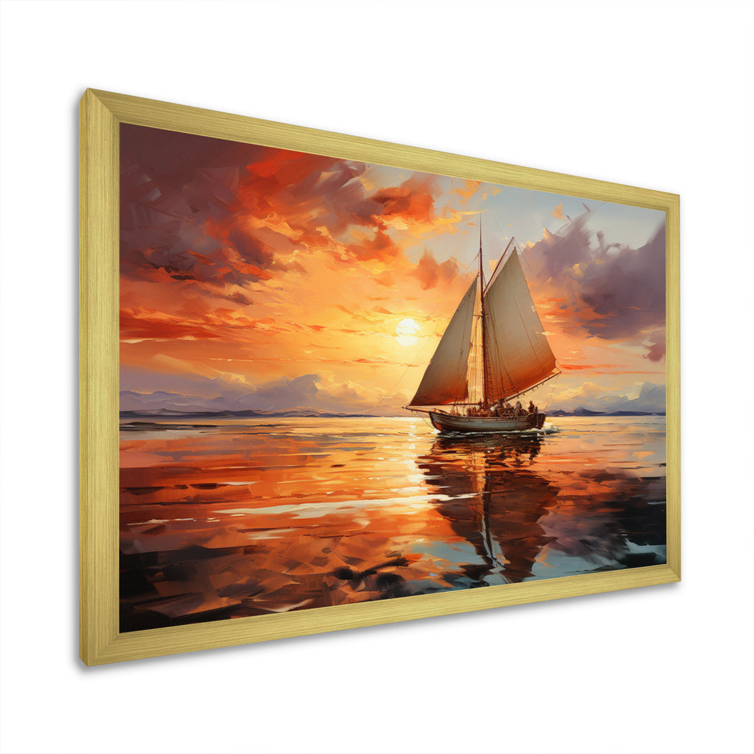 Sailboat Ocean Dance I - Boat Sailing Canvas Wall Art