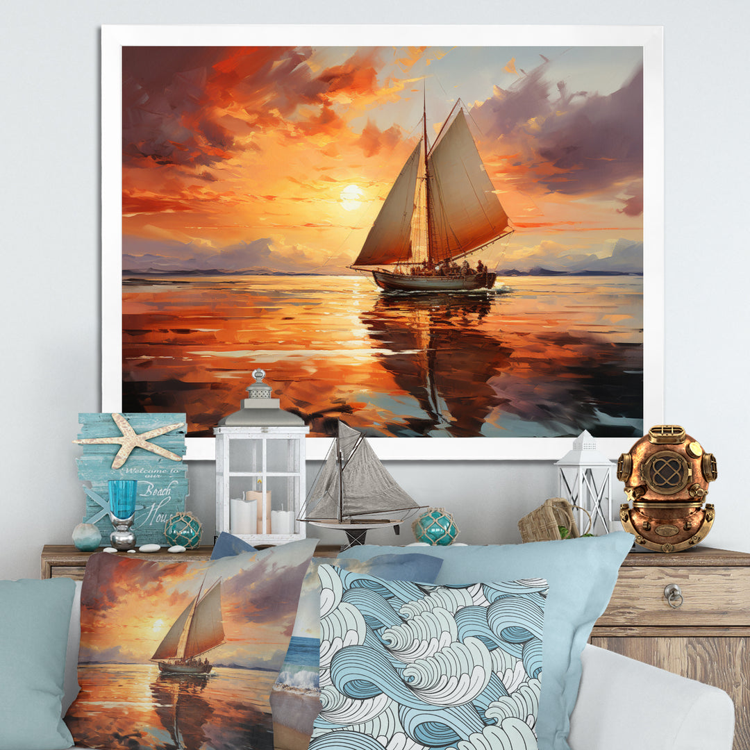 Sailboat Ocean Dance I - Boat Sailing Canvas Wall Art