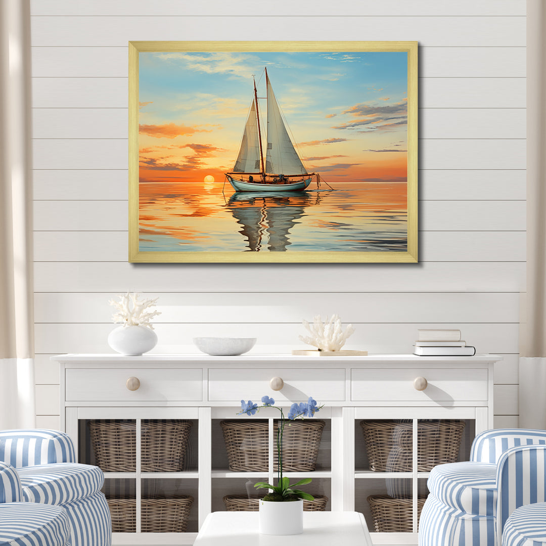 Sailboat Rhythmic Reflections I - Boat Sailing Canvas Wall Art