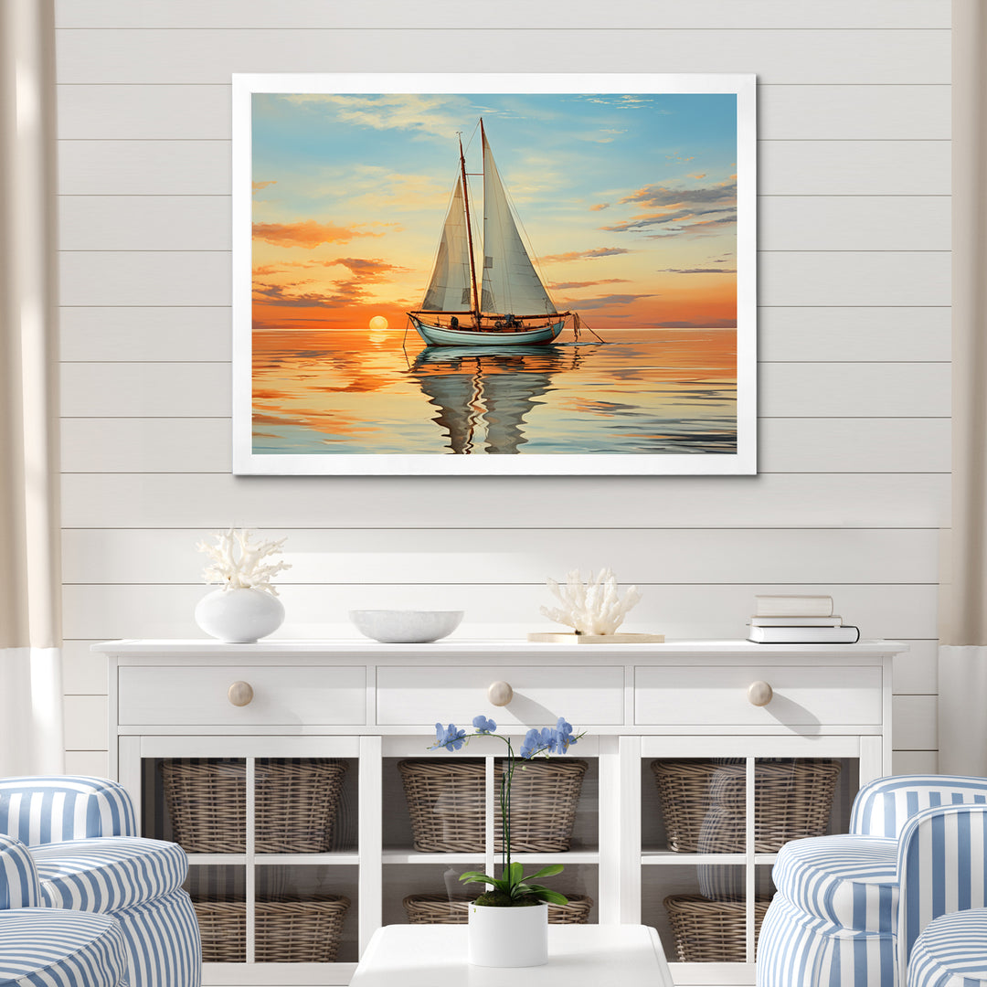 Sailboat Rhythmic Reflections I - Boat Sailing Canvas Wall Art