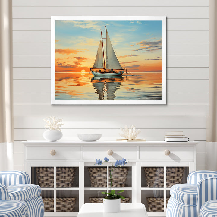 Sailboat Rhythmic Reflections I - Boat Sailing Canvas Wall Art