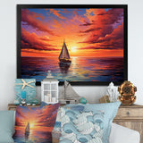 Sailboat Sailing Into Sunset I - Boat Sailing Canvas Wall Art