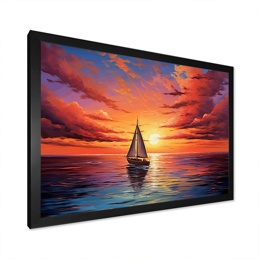 Sailboat Sailing Into Sunset I - Boat Sailing Canvas Wall Art