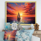 Sailboat Sailing Into Sunset I - Boat Sailing Canvas Wall Art