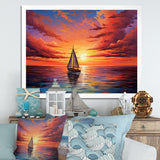 Sailboat Sailing Into Sunset I - Boat Sailing Canvas Wall Art