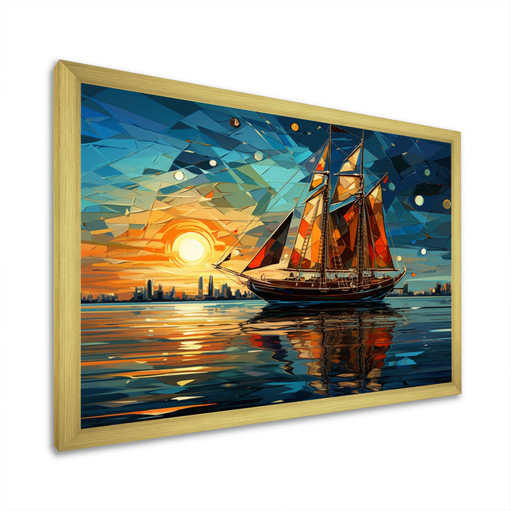 Sailboat Sailing Through Time I - Boat Sailing Canvas Wall Art