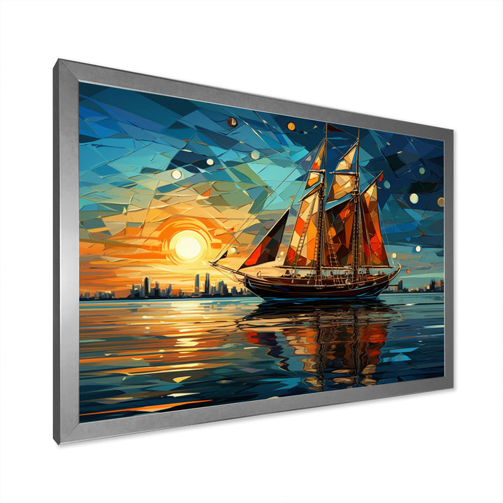Sailboat Sailing Through Time I - Boat Sailing Canvas Wall Art