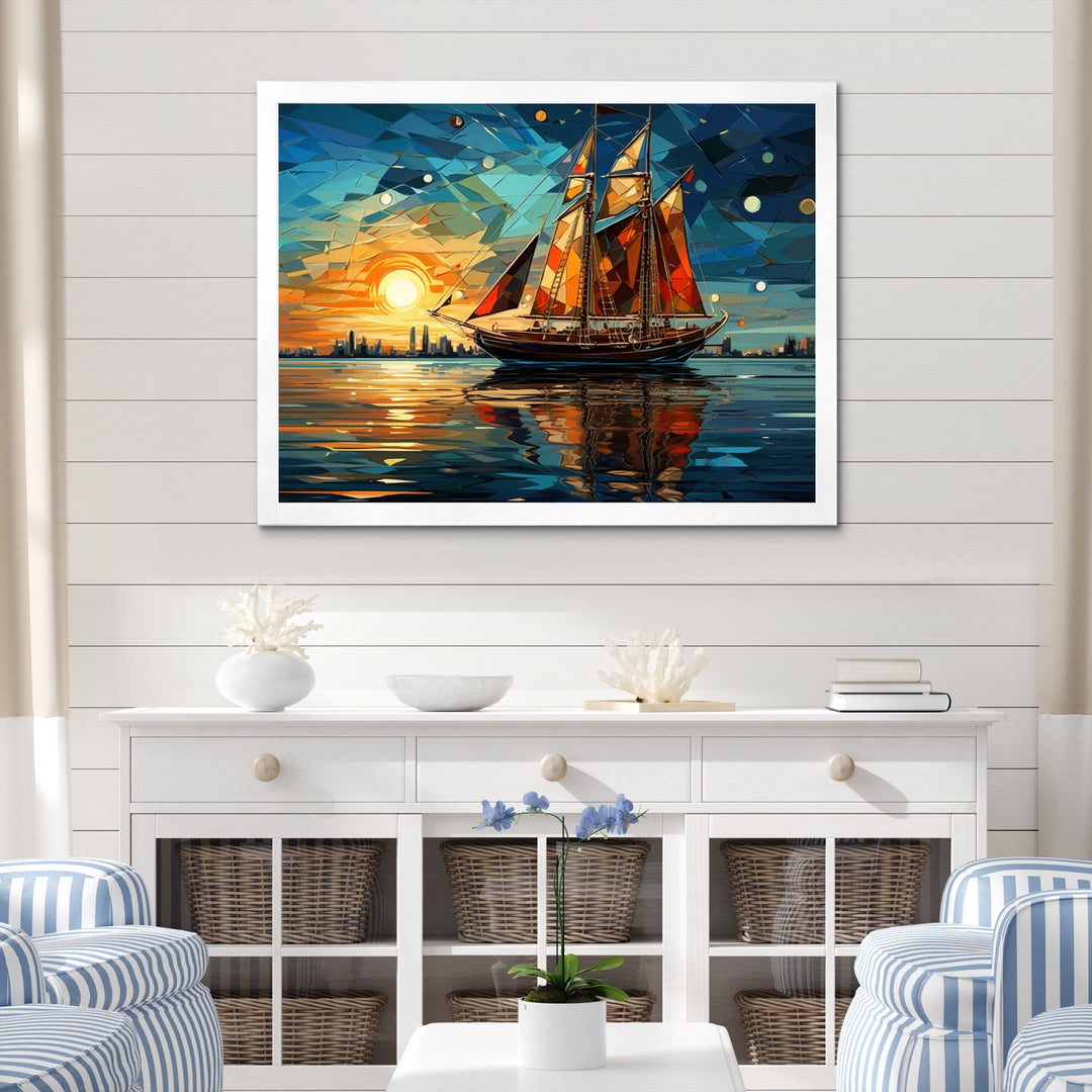 Sailboat Sailing Through Time I - Boat Sailing Canvas Wall Art