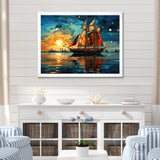 Sailboat Sailing Through Time I - Boat Sailing Canvas Wall Art