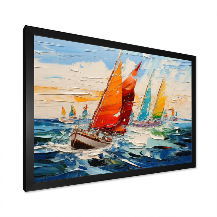 Sailboat Seascape Symphony I - Boat Sailing Canvas Wall Art