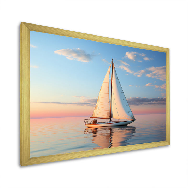 Sailboat Solitary Sail - Boat Sailing Canvas Wall Art