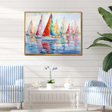 Miminimlaism Watercolor Regatta III - Transportation Canvas Wall Art