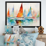Minimalism Watercolor Regatta I - Boat Sailing Canvas Wall Art