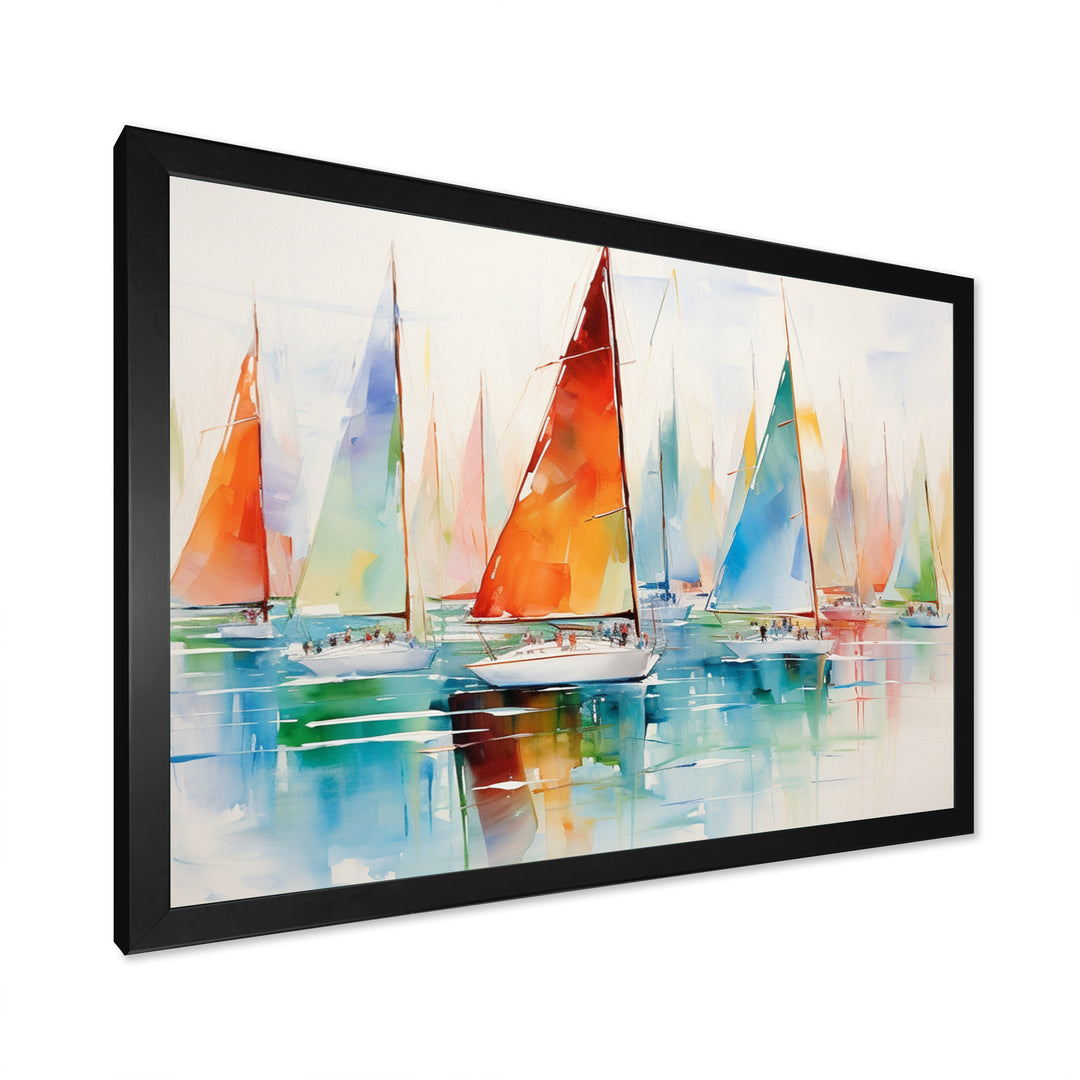 Minimalism Watercolor Regatta I - Boat Sailing Canvas Wall Art