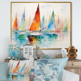 Minimalism Watercolor Regatta I - Boat Sailing Canvas Wall Art