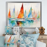 Minimalism Watercolor Regatta I - Boat Sailing Canvas Wall Art