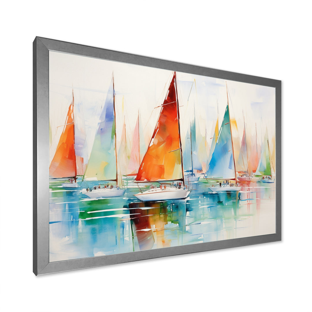 Minimalism Watercolor Regatta I - Boat Sailing Canvas Wall Art