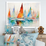 Minimalism Watercolor Regatta I - Boat Sailing Canvas Wall Art