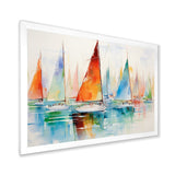 Minimalism Watercolor Regatta I - Boat Sailing Canvas Wall Art