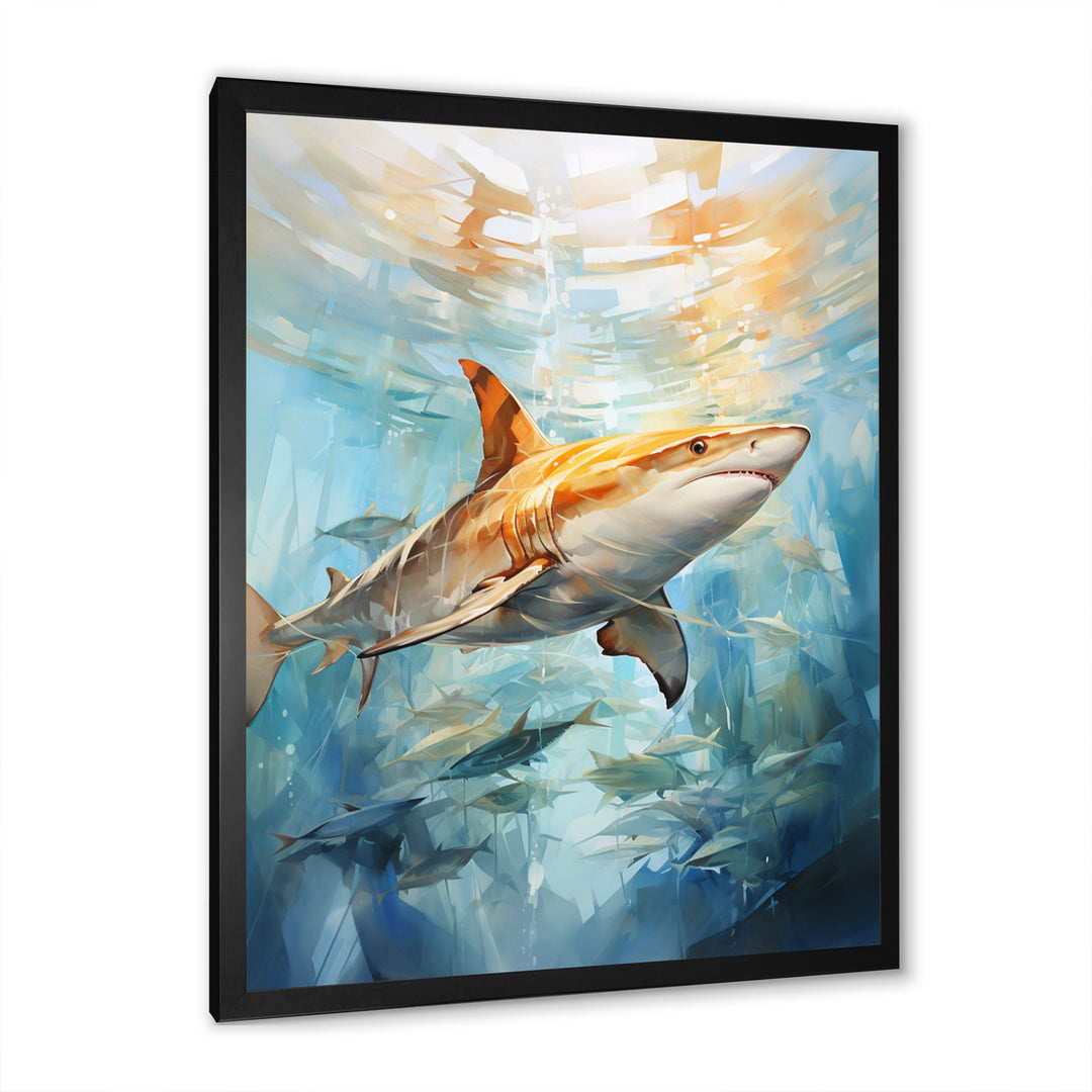 Blue Beige Sailboat Watercolor Sails - Shark Wall Decor