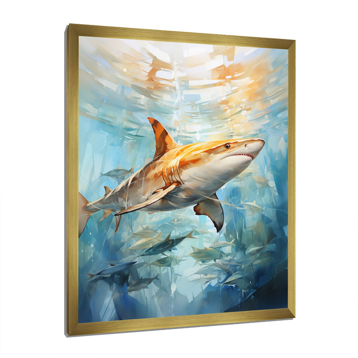Blue Beige Sailboat Watercolor Sails - Shark Wall Decor