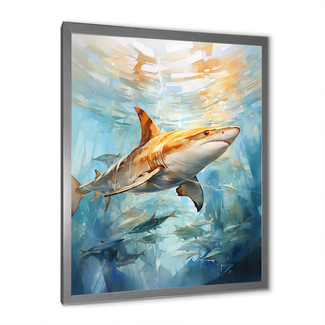 Blue Beige Sailboat Watercolor Sails - Shark Wall Decor