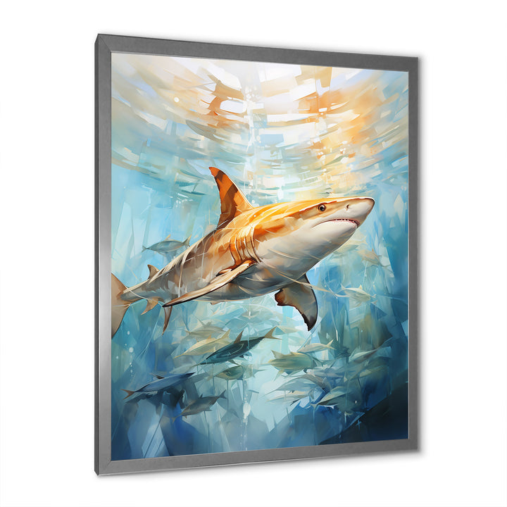 Blue Beige Sailboat Watercolor Sails - Shark Wall Decor