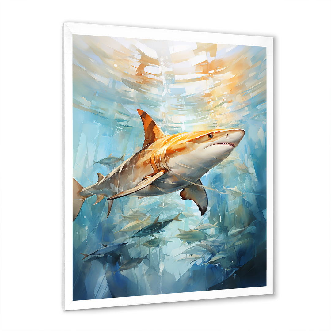 Blue Beige Sailboat Watercolor Sails - Shark Wall Decor