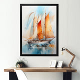 Sailboat Watercolor Sails - Boat Sailing Canvas Wall Art