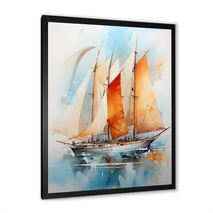 Sailboat Watercolor Sails - Boat Sailing Canvas Wall Art