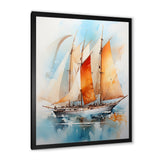 Sailboat Watercolor Sails - Boat Sailing Canvas Wall Art