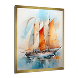 Sailboat Watercolor Sails - Boat Sailing Canvas Wall Art