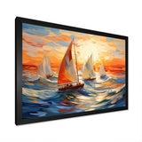 Sailboat Whirling Waves - Boat Sailing Canvas Wall Art