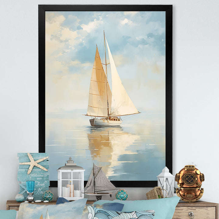 Sailboat Whispering Breezes I - Boat Sailing Canvas Wall Art