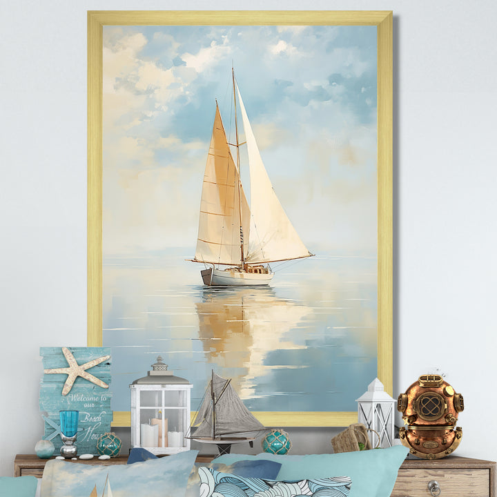 Sailboat Whispering Breezes I - Boat Sailing Canvas Wall Art