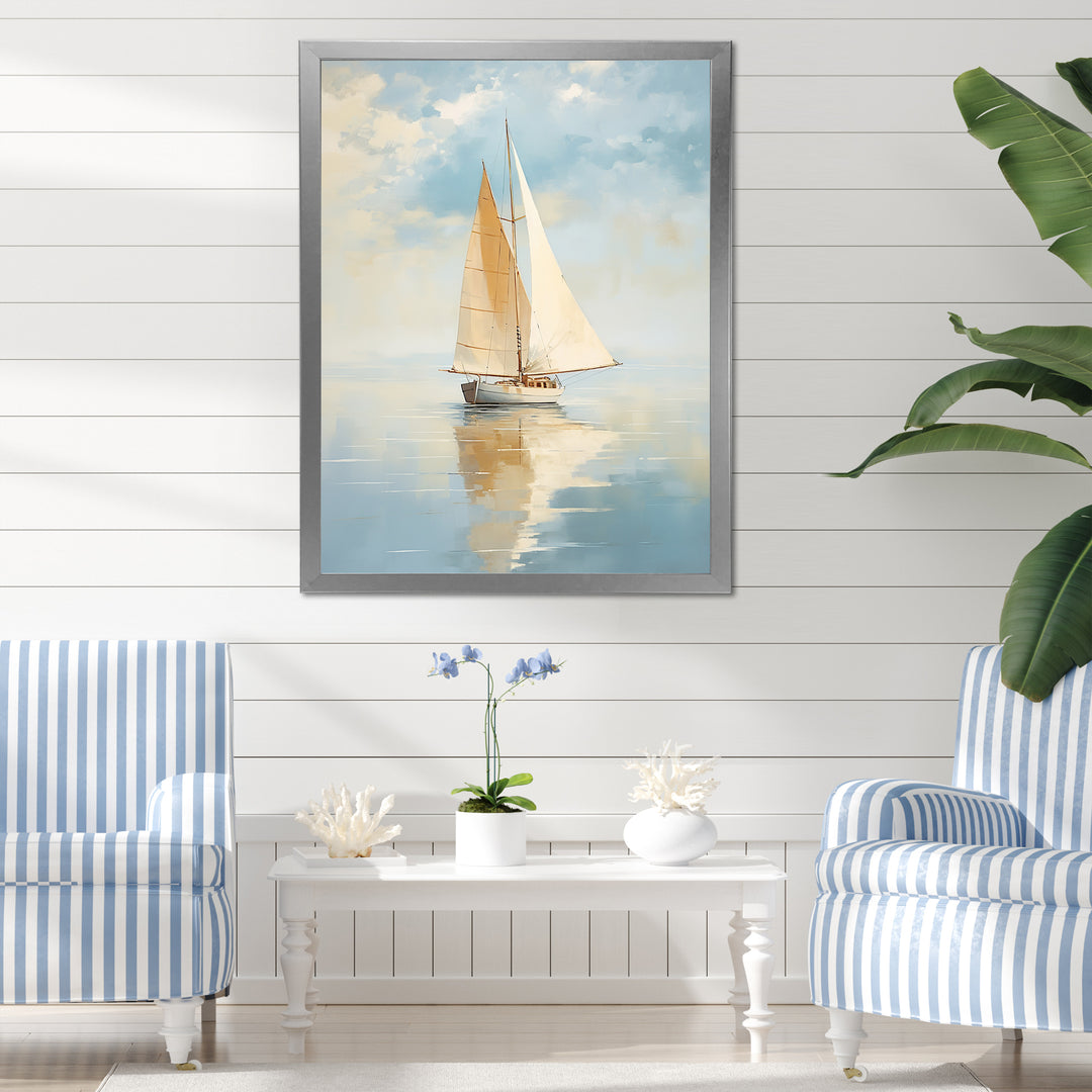 Sailboat Whispering Breezes I - Boat Sailing Canvas Wall Art