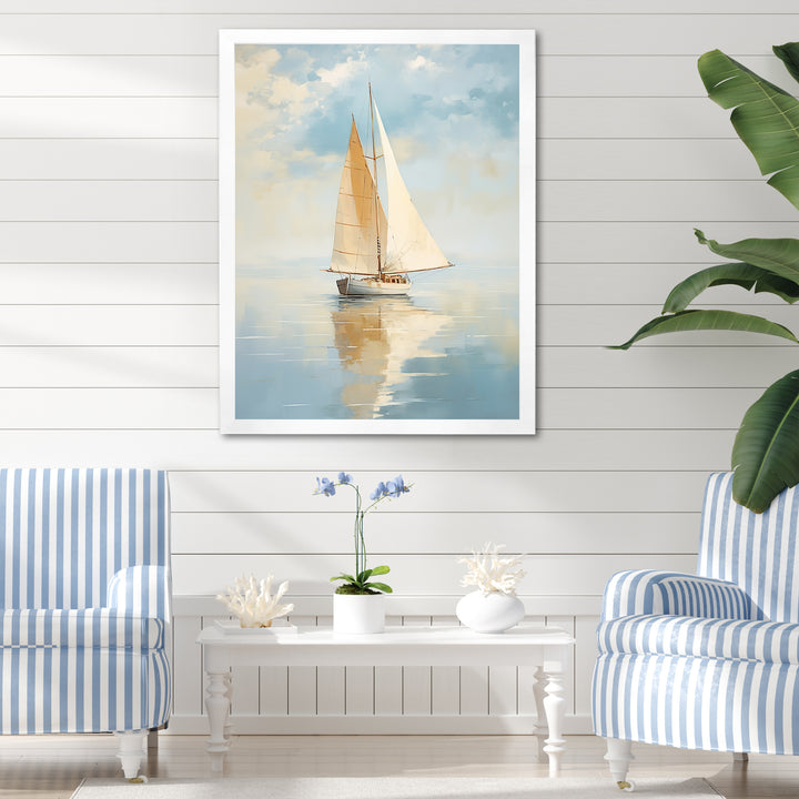 Sailboat Whispering Breezes I - Boat Sailing Canvas Wall Art
