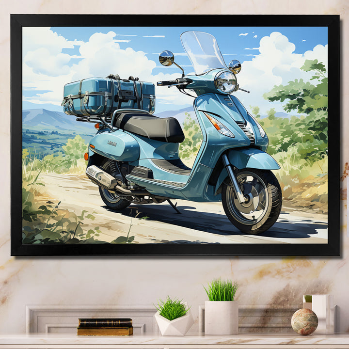 Blue Scooter All Purpose Utility - Scooter Canvas Wall Art