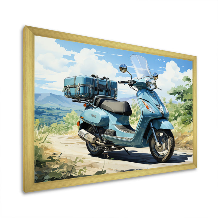 Blue Scooter All Purpose Utility - Scooter Canvas Wall Art