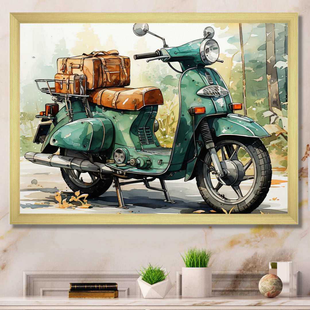 Green Scooter All Purpose Utility - Scooter Canvas Wall Art