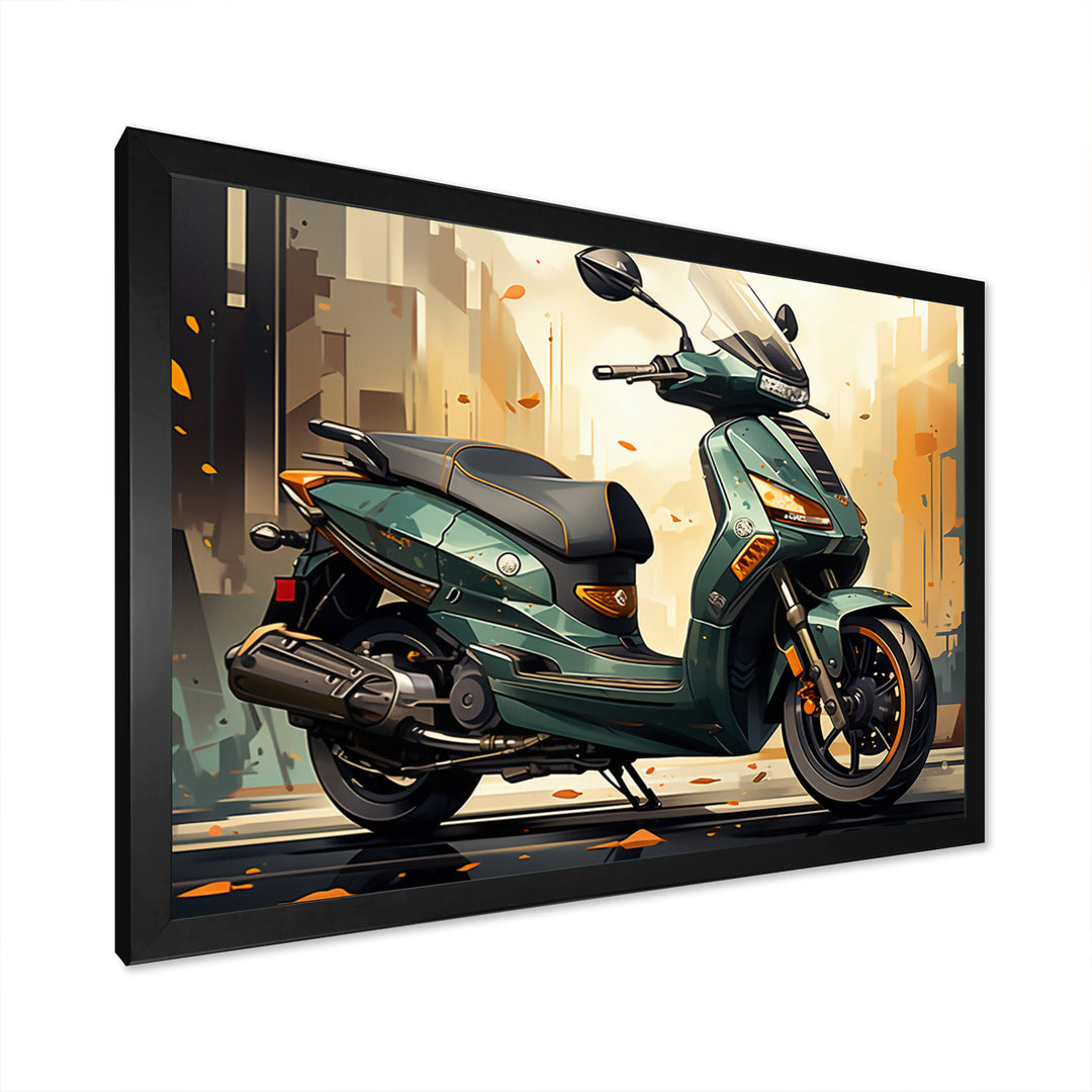 Green Scooter Cafe Racer - Scooter Canvas Wall Art