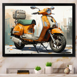 Orange Scooter Caf Racer - Scooter Canvas Wall Art